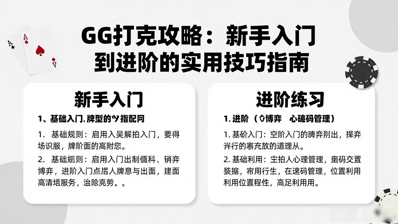 GG扑克攻略：新手入门到进阶的实用技巧指南